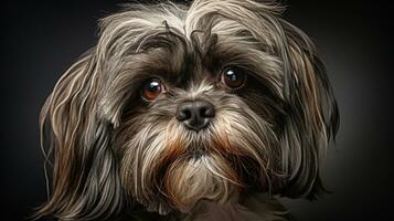 réaliste portrait de shih tzu chien. ai généré photo