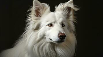 réaliste portrait de blanc samoyède chien. ai généré photo