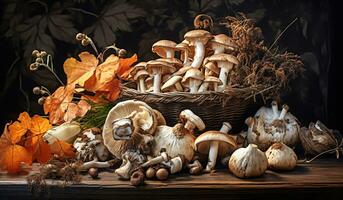 encore la vie avec séché champignons. ai généré photo