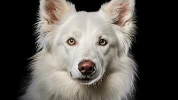 réaliste portrait de blanc samoyède chien. ai généré photo