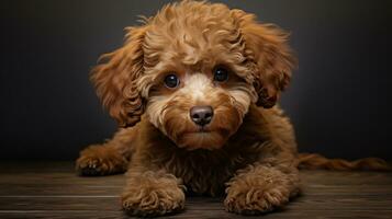 réaliste portrait de mini caniche chien. ai généré photo