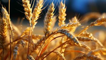 agriculture d'or récolte, la nature prime, blé des champs en dessous de été Soleil généré par ai photo