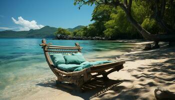 tranquille scène la nature beauté dans une tropical littoral vacances généré par ai photo