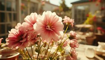 vibrant fleur arrangement apporte l'amour et beauté à formel jardin généré par ai photo