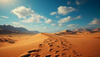 beauté dans la nature tranquille scène, ondulations sur le sable dune généré par ai photo