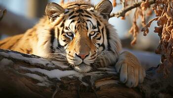 majestueux Bengale tigre en regardant, tranquille beauté dans la nature généré par ai photo