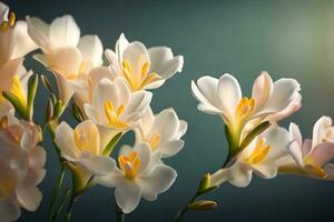 magnifique les freesias, une spécial cadeau à spectacle appréciation sur de la mère jour, avoir été capturé dans une photo studio avec doux et romantique éclairage.. Créatif Ressource, ai généré