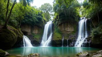 charmant cascade prendre de faire. peindre une scène de une sécurisé cascade dans une indubitable sauvage. ai généré photo