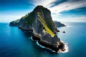 une Stupéfiant aéroporté voir de accablant côtier falaises avoir ensemble le essentiel bleu mer. ai généré photo