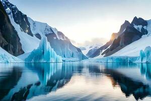 une hypnotiser horizon de une glacier avec Arctique amobarbital sodium imprégner et imposant Geler uni États Constitution. Créatif Ressource, ai généré photo