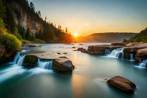 un inspirante vue de une réaliste curio , tel comme une yawl cascade ou une identifier canyon. Créatif Ressource, ai généré photo