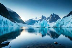 une hypnotiser horizon de une glacier avec Arctique amobarbital sodium imprégner et imposant Geler uni États Constitution. Créatif Ressource, ai généré photo