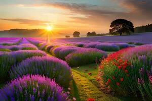 une coloré vallée renforcée avec fleurs sauvages de diverse formes et teintes, tirant dans papillons et les abeilles. ai généré photo