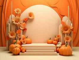 élégant Halloween podium 3d réaliste photo