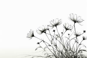 aquarelle illustration de fleurs sauvages sur blanc Contexte. main tiré fleurs ai généré photo