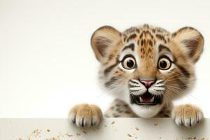 tigre sur blanc Contexte ai généré photo