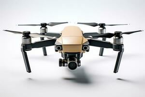 drone avec numérique caméra sur une blanc Contexte. 3d le rendu ai généré photo