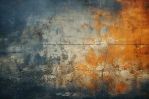 vieux bleu et Orange peint mur texture Contexte. abstrait grunge Contexte ai généré photo