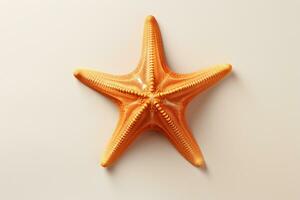 Orange étoile de mer isolé sur blanc Contexte. 3d rendre illustration. ai généré photo