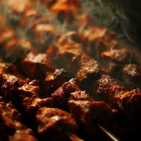 sarriette shish kebab avec une allusion de pimenter génératif ai photo