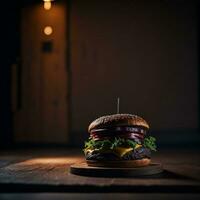 l'eau à la bouche et tentant traditionnel fromage Burger génératif ai photo