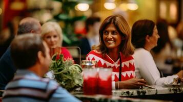 un Indien famille dans une restaurant. génératif ai photo