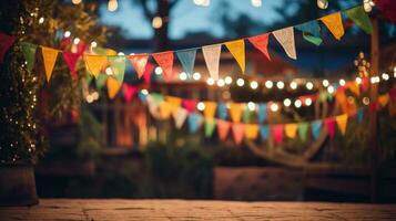 un illuminé jardin pour le festivités. génératif ai photo