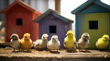 photo de beaucoup de poussins sur le cultiver. génératif ai