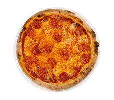 Haut vue de chaud pepperoni Pizza photo