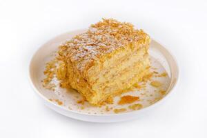 fait maison cuit gâteau napoléon sur assiette photo