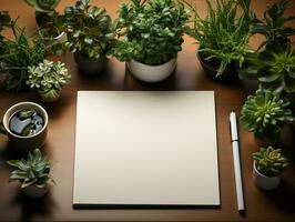 ai généré bureau photo avec matériaux