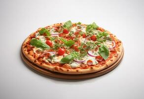 ai généré trompeur italien Pizza Fast food photo blanc Contexte