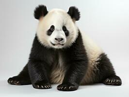 portrait de une géant Panda séance sur une blanc Contexte. ai génératif photo