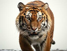 sibérien tigre. isolé sur blanc Contexte. 3d illustration. ai génératif photo