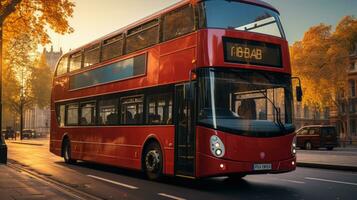 rouge double decker autobus dans le Londres ville photo