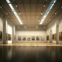 moderne art Galerie intérieur avec Vide affiche sur mur. photo