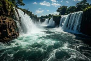 victoria chutes, Zambezi rivière, Zimbabwe et Zambie Afrique. ai généré photo