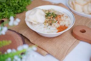 riz bouillie avec poulet, indonésien style nourriture photo