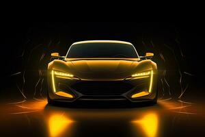 Jaune des sports voiture fond d'écran avec fantastique lumière effet Contexte. ai généré photo