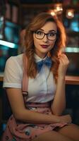 femme portant lunettes. génératif ai photo