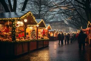 ai génératif image de une charmant Noël marché photo