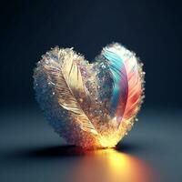 ai génératif en forme de coeur coloré embrasé doux plumes photo