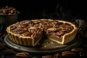 noyer tarte savoureux caramel. produire ai photo