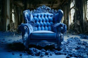 confortable bleu fauteuil. produire ai photo