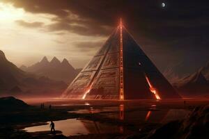 bizarre extraterrestre pierre pyramide. produire ai photo