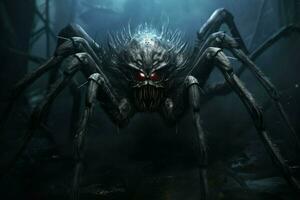 terrifiant araignée scène géant. produire ai photo