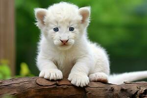 duveteux mignonne blanc lion. produire ai photo