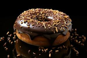 humide Chocolat Donut. produire ai photo