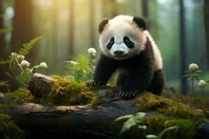 adorable mignonne bébé Panda. produire ai photo