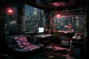 cyberpunk appartement. produire ai photo